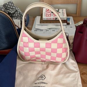 Pink and cream small shoulder bag